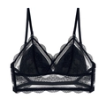 Reggiseno a triangolo in pizzo nero stile francese con elegante design floreale e sexy - S / Nero