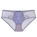 Détails de broderie en dentelle violet clair et mesh respirant sur une culotte femme - Violet