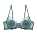 Eleganter Spitzen-BH in Morandi-Grün mit floraler Stickerei und dünnen Cups für Damen - 70A / Graublau BH Oberteil