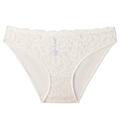 Bragas de encaje transparente blanco estilo francés con bordes festoneados - S / Blanco