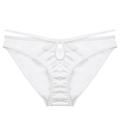 White satin panties for women with double waist straps and eyelash lace back detail - S / White