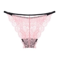 Pink sheer lace panties with black elastic waistband and floral embroidery detailing - S / Bottoms / Watermelon red