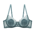Soutien-gorge en dentelle bleu clair avec broderies florales et bretelles réglables - 70A / Bleu gris