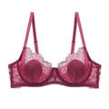 Soutien-gorge en dentelle rose foncé avec armatures et détails en maille - 70A / Bordeaux