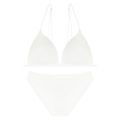 Conjunto de lencería blanca de punto acanalado con tirantes finos y espalda abierta - M+(Copa C) / Blanco