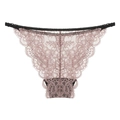 Dusty pink lace panties for women with sheer floral patterns and adjustable black waist straps - S / Bottoms / Coffee