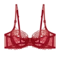 Exquisite dark red lace bra with underwire support and adjustable bow straps - 70B / Tops / Burgundy