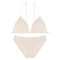 Conjunto de lencería francesa minimalista albaricoque con copas triangulares - M+(Copa C) / Color Piel