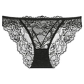 Braguita elegante de encaje floral negro con ribete de pestañas y entrepierna de algodón - Negro