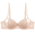 Franse kanten bh met konijnenoorcups en beugelondersteuning in nude roze gebloemd gaas - Roze Top