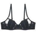 Sexy zwarte kanten beha met beugels en een elegant detail met een strikje - Zwarte Top