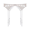 Reggicalze in pizzo bianco ricamato con spalline regolabili e dettagli floreali - Taglia unica / Bianco/Nudo