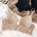 Soutien-gorge push-up beige élégant avec dentelle florale et bonnets sans couture - 70B / Chair