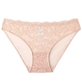 Bragas de encaje color nude para mujer con bordado floral y bordes festoneados - S / Rosa