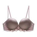 French lace push-up bra in elegant dusty pink with smooth cups and U-shaped back - 70A / Tops / Lotus root pink