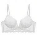 Soutien-gorge en dentelle blanche de style français avec broderie florale - Tout Blanc