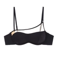 Franse stijl zwarte push-up bh met transparante mesh en een naadloos beugelloos ontwerp - S / Zwart
