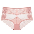 Elegant light pink floral lace panties with exquisite embroidery and breathable cotton crotch - Pink