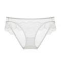 Braguita de encaje blanco elegante con bordado floral y ribete de encaje de pestañas - S / Blanco