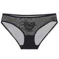 Slip sexy in rete nera per donna con ricamo a cuore e dettagli in mesh trasparente - Nero
