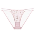 Culotte en dentelle rose et maille transparente avec broderie florale et fond coton - Rose