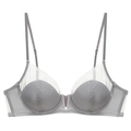 French style grey deep V mesh patchwork bra with soft underwire for natural support - 70A / Tops / Gray