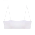 Detailed view of seamless white bandeau top with ultra-thin shoulder straps and soft fabric - S / White Top