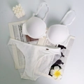 Conjunto de sujetador blanco sin costuras con acabado satinado sobre fondo decorativo - 70B / Blanco