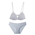 Set lingerie grigio chiaro senza cuciture e ferretto con doppie spalline sottili - S / Grigio