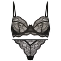 Ensemble de lingerie en dentelle noire avec soutien-gorge à armatures et string - XL / Noir