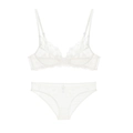 Witte bloemen kant lingerie set met ultra-dunne mesh beha en bijpassende slip - Wit