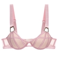 Sujetador de malla rosa pálido estilo francés con tirantes anchos y aros de soporte - 70A / Tops / Rosa