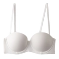 Detailed view of white seamless push-up bra with underwire and adjustable straps - White / 70A