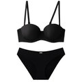 Conjunto de lencería push-up negro sin costuras con sujetador suave y braguita - 70A / Negro