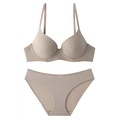 Seamless beige lingerie set with 3/4 cup underwire bra and matching panties for women - 70B / Nude