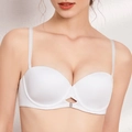 Seamless white strapless bra with soft underwire and rhinestone detail in 1/2 cup style - White Top / 70B