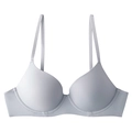 Seamless light grey push-up bra with smooth molded cups and adjustable thin straps - 70B / Gray