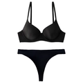 Ensemble de lingerie noire sans couture avec soutien-gorge à armatures et string assorti - 70B / Noir + String