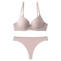 Ensemble lingerie rose sans couture avec soutien-gorge lisse sans armature et string assorti - 70B / Rose + T-Back
