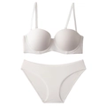 Conjunto de sujetador push-up blanco sin costuras con braga a juego para mujer - 70A / Blanco