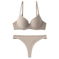 Ensemble lingerie beige sans couture avec fines bretelles et string assorti pour femme - 70B / Beige Thong