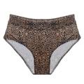 Mutande leopardate a vita alta senza cuciture da donna con tassello in cotone traspirante - S / Stampa leopardata