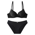 Seamless black push-up bra set with soft underwire and matching briefs for curvy women - 70B / Black