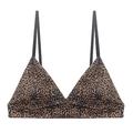 Drahtloser Triangel-BH mit Leopardenmuster, schwarzen Trägern und breitem Unterband - S / Leopard Print Jacke