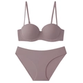 Conjunto de lencería morado sin costuras con sujetador push-up y braga a juego - 70A / Morado