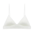 Bralette triangle blanche sans armature avec fines bretelles et tissu soyeux sans couture - S / Blanc