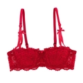 French style red lace bra with vine floral embroidery and adjustable bow straps - 70A / Tops / Burgundy