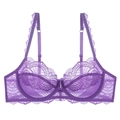 Elegant purple floral lace bra with underwire support and adjustable straps on white background - 70B / Tops / Purple