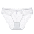 Sexy weiße transparente Spitzenunterwäsche für Damen mit feinen gewellten Spitzenkanten - S / Weiß