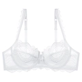 French style white lace bra with floral embroidery and underwire support - 70B / Tops / White